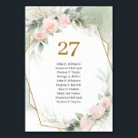 bohoエレガント赤面ピンクテーブル番号（名前あり） テーブルナンバー<br><div class="desc">お客様の結婚式のデザイン魅力的は、このでテーブル番号のゲスト名と愛らしい水色の手の赤面ピンクの花のバラ牡丹の混色彩の鮮やか合セージユーカリの緑の織り金ゴールドのフレームと組み合わせレタリングとフェイクの。彼らはあなたの特別な注意と忘れられない与えパーティーの瞬間を彼らに示しなさい。アイテムの一致や連絡カスタマイズに躊躇しない。赤面バラ©</div>