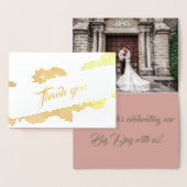 Bohoエレガント金ゴールドフローラ写真結婚の感謝 箔カード (ディスプレー)
