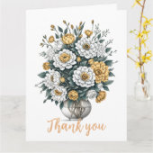 Bohoエレガント Art Flower In A Beven Thanks You カード (黄色い花)