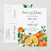 Bohoオレンジの花の日付を保存 ポストカード (正面/裏面)