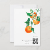 Bohoオレンジの花QRコード結婚ズ 出欠カード (裏面)