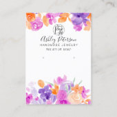 Bohoオレンジのpurplefloralロゴジュエリー 名刺 (正面)