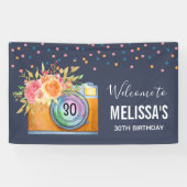 Bohoオレンジカメラ&フラワーウォーターカラーウェルカム 横断幕 (横)