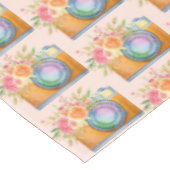 Bohoオレンジカメラ&フラワーウォーターカラーパターン テーブルクロス (アングル)