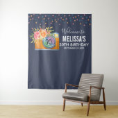 Bohoオレンジカメラ&フラワーウォーターカラー誕生日 タペストリー (インサイチュ)
