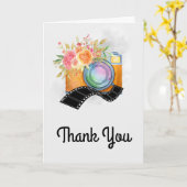 Bohoオレンジカメラ&フラワーウォーター色ありがとう カード (黄色い花)