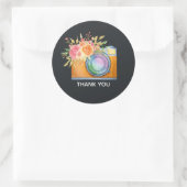 Bohoオレンジカメラ&フラワーウォーター色ありがとう ラウンドシール (バッグ)