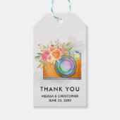 Bohoオレンジカメラ&フローラ水の色結婚の ギフトタグ (正面)