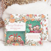 Bohoオレンジ松の枝2枚の写真メリークリスマス シーズンカード