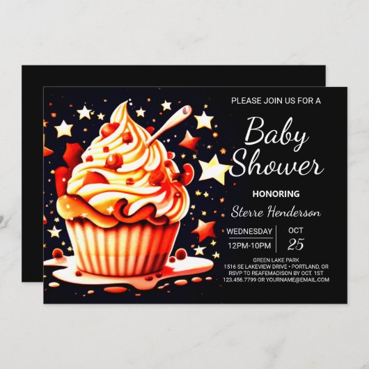 Bohoオンライン小さなマフィン男の子の赤ちゃんシャワー 招待状 (正面/裏面)