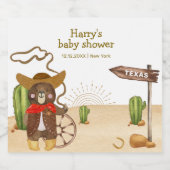 Bohoカウボーイベアーウェスタンロデオカボスベビーシャワー スパークリングワインラベル (シングルラベル)