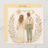 Bohoカウボーイ素朴ウェディング日付を保存 (正面/裏面)