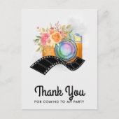 Bohoカメラ&花模様水彩ありがとう ポストカード (正面)