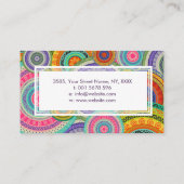 Bohoカラフルな種族の民族の円パターン 名刺 (裏面)