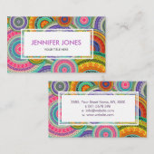 Bohoカラフルな種族の民族の円パターン 名刺 (正面/裏面)