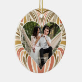 Bohoカラフルプリントハート写結婚真と今年 セラミックオーナメント (右)