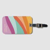 Bohoカラフル抽象芸術レトロ名 ラゲッジタグ (正面横)