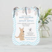 Bohoカンガルー水カラーフローラボーイベビーシャワー 招待状 (スタンド正面)