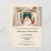 Bohoカントリーウォーターカラーダイニングテーブルフローラシック 招待状 (正面/裏面)