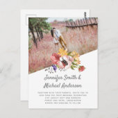 BOHOカントリーピンクコーラルモダンフローラ結婚ズ ポストカード (正面/裏面)