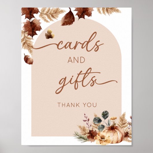Bohoカードとギフト券のサイン | Terracotta花模様 ポスター (正面)