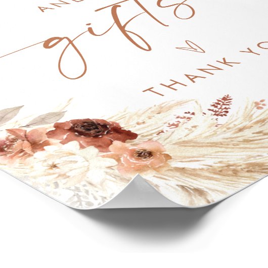 Bohoカードとギフト券のサイン | Terracotta花模様 ポスター (角)