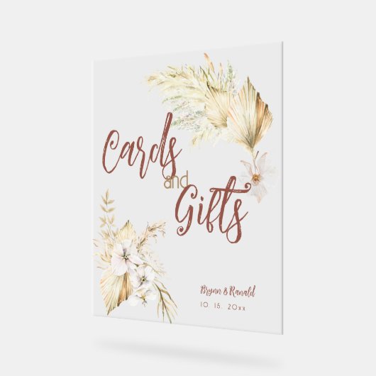 Bohoカード、ギフト、花束 アクリルサイン (傾斜)