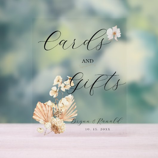 Bohoカード、ギフト、花束 アクリルサイン (ニュートラル)