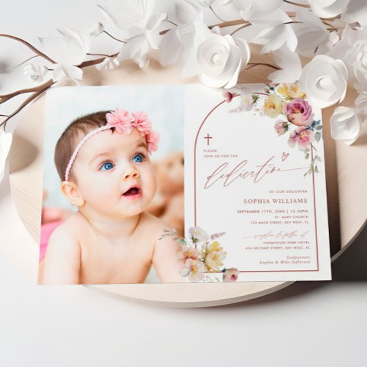 Bohoガーデンバラフラワーフォトガール献身 招待状