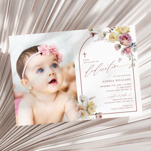 Bohoガーデンバラフラワーフォトガール献身 招待状