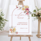 Bohoガーデンバラ花赤ちゃんシャワー歓迎サイン ポスター
