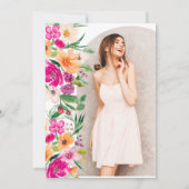 Bohoガーデンフローラ金ゴールド写真卒業 招待状 (裏面)