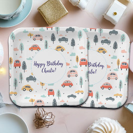 Bohoキッズカーツリー&クラウドパターン誕生日 ペーパープレート