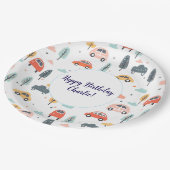 Bohoキッズカーツリー&クラウドパターン誕生日 ペーパープレート (アングル)