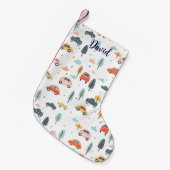 Bohoキッズカー、木と雲パターン スモールクリスマスストッキング (正面 (吊り時))