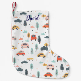 Bohoキッズカー、木と雲パターン スモールクリスマスストッキング