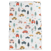 Bohoキッズカー、木と雲パターン ミディアムペーパーバッグ (裏面)