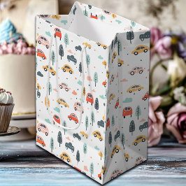 Bohoキッズカー、木と雲パターン ミディアムペーパーバッグ