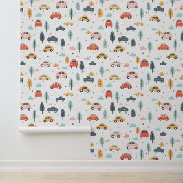 Bohoキッズカー、木と雲パターン 壁紙