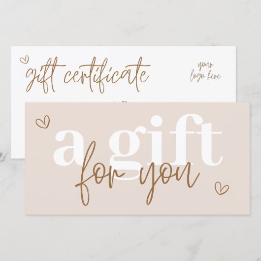 Bohoギフトモダン券バウチャー (正面/裏面)