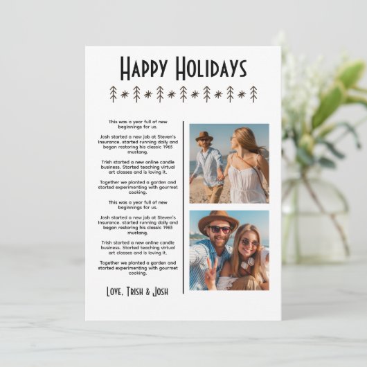 Bohoクリスマスカード写真家族の更新レター 案内状 (スタンド正面)