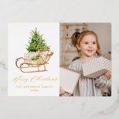 Bohoクリスマスススススそり写真 箔シーズンカード (正面)