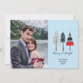 Bohoクリスマスツリーキュートカスタムなフォトホリデー シーズンカード