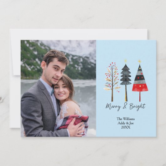 Bohoクリスマスツリーキュートカスタムなフォトホリデー シーズンカード (正面)