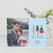 Bohoクリスマスツリーキュートカスタムなフォトホリデー シーズンカード (スタンド正面)