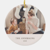 Bohoクリスマスツリーズダスティピンクの休日の写真 セラミックオーナメント (裏面)