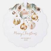 Bohoクリスマステンプレート写真パインズ金ゴールド オーナメントカード (正面)