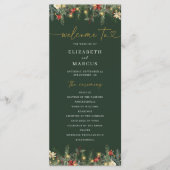 Bohoクリスマスパインの木のライトエレガントな結婚式 プログラム (正面)