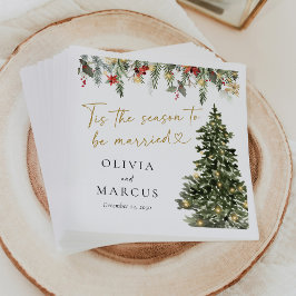 Bohoクリスマスパインライツウィンターウェディング スタンダードカクテルナプキン