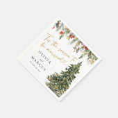 Bohoクリスマスパインライツウィンターウェディング スタンダードカクテルナプキン (角)